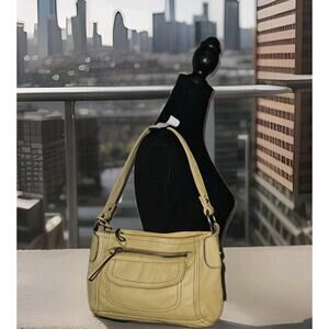 Fossil Yellow Leather Zip Small Shoulder Bag Purse 11x8x3